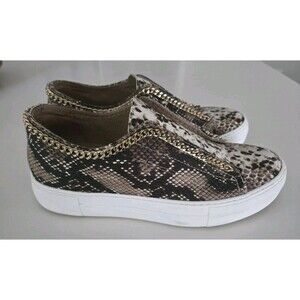 Michele Lopriore Milano Snake Print Platform Sneakers 7.5 Gold Chain Italy
